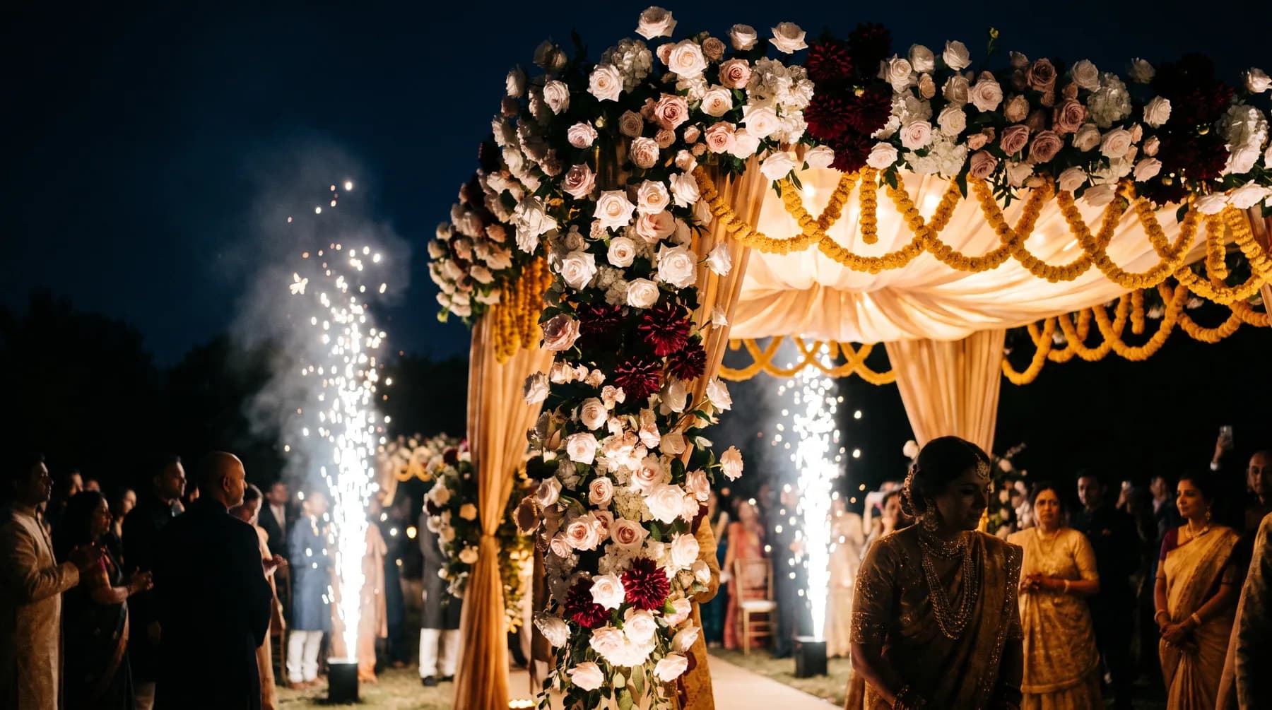 Mandap canopy with sparklers
